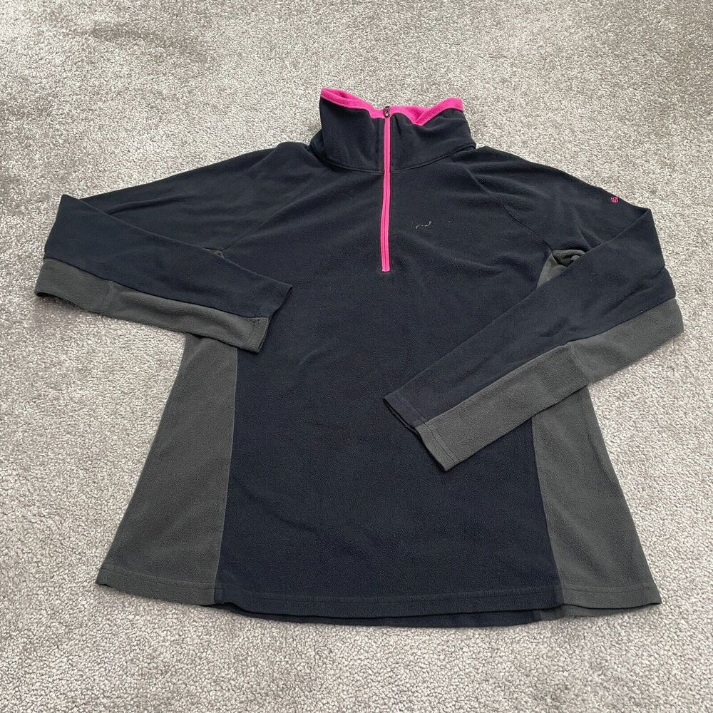 Columbia Klamath Range Fleece Jacket Womens Large Black Gray Cancer Awareness
